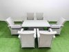 Fimous Outdoor Rattan Garden Furniture Set Patio 6 Chairs Plus Height adjustable dining table Sets Light Grey Mixed