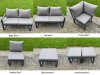 Fimous Aluminium Garden Furniture Sets,11 Seater Outdoor Conversational Dining Set with Adjustable Rising Lifting Dining Table,2 Big Footstools Dark Grey