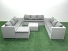 Fimous Rattan Garden Outdoor Furniture Set 10 Seater Rattan Garden Sofa Set with Big Footstool Light Grey Mixed