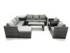 Fimous Rattan Garden Furniture Sofa Set with Coffee table Armchair Side Table Big Footstool Dark Grey Mixed