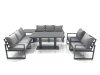 Fimous Garden Sofa Set Aluminium Furniture Rising Dining Tabe Set with 2 Chair Side Table Dark Grey