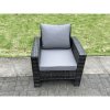 Fimous 5 Seater Dark Grey Mixed High Back Rattan Sofa Set Square Coffee Table Garden Furniture Outdoor Patio