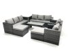 Fimous Rattan Garden Furniture Sofa Set with Coffee table Armchair 2 Big Footstools Dark Grey Mixed
