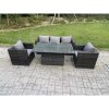 Fimous 5 Seater Wicker Rattan Garden Furniture Rising Table Sets Dark Grey Mix