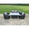 Fimous Outdoor Rattan Garden Furniture Set Height Adjustable Rising lifting Dining Table Love Sofa With Side Table Chair