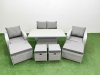 Fimous 8 PCs Rising Dining Table Set Reclining Chair Inclining Love Sofa Seat 2 Big Footstool 2 Small Stool Light Grey