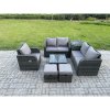 Fimous 7 Piece Garden Furniture Sets 7 Seater Outdoor Patio Furniture Set Weaving Wicker Rattan Sofa Chair and Table with Side Table 2 Small Footstools