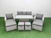 Fimous 9 PCs High Back Reclining Chair Sofa Dining Set Rising Table With Stools Light Grey