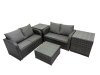 Fimous Rattan Garden Outdoor Furniture Set Love Sofa Square Coffee Table Set with 2 Side Tables Dark Grey Mixed