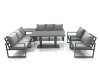 Fimous Garden Sofa Set Aluminium Furniture Rising Dining Tabe Set with 2 Chair Side Table Dark Grey