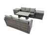 Fimous Garden Rattan Outdoor Furniture Set 6 Seater with 3 Seater Sofa 2 Side Table Dark Grey
