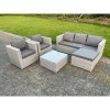 Fimous 6 Seater PE Wicker Light Grey Rattan Sofa Set Garden Furniture Chairs Footstool Conservatory Patio Furniture