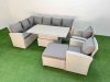 Fimous 9 Seat Rattan Outdoor Garden Furniture Corner Sofa Set Adjustable Lifting Dining or Coffee Table Set with Big Footstool Light Grey