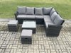 Fimous Rattan Garden Furniture Set Outdoor Lounge Corner Sofa Set With Square Coffee Table 2 Small Footstools 8 Seater Dark Grey Mixed