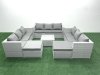 Fimous Rattan Garden Outdoor Furniture Set 11 Seater Rattan Garden Sofa Set with 2 Big Footstools Light Grey Mixed
