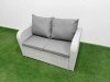Fimous Light Grey PE Wicker Rattan Garden Furniture Set Sofa Set Reclining Adjustable Chair Rectangular Coffee Table 6 Seater 2 Big Stools 2 Side Table