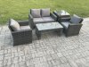Fimous 4 Seater Outdoor Rattan Garden Furniture Set Patio Lounge Sofa Set with Coffee Table Side Table Dark Grey Mixed