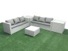 Fimous Rattan Garden Outdoor Furniture Set 6 Seater Rattan Garden Sofa Set with 2 Side Tables Light Grey Mixed