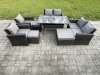 Fimous Garden Furniture Sets 8 Pieces Rattan Furniture Handmade Wicker Patio Sofa Set with 3 Footstools Dark Grey Mixed