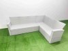 Fimous Outdoor Garden Furniture Sets 11 Seater Wicker Rattan Corner Sofa Sets with Rectangular Dining Table Lounge Sofa 3 Footstools Light Grey