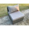 Fimous Outdoor Rattan Armless Sofa Chair Garden Furniture With Seat and Back Cushion Dark Grey Mixed