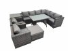 Fimous Rattan garden furniture Patio Furniture Sets with Dining Table Big Stool Side Table Dark Grey Mixed