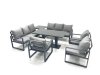 Fimous Garden Sofa Set Aluminium Furniture Rising Dining Tabe Set with 3 Chair Side Table Dark Grey