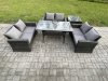 Fimous 6 Seater Rattan Wicker Garden Furniture Patio Conservatory Sofa Set Indoor Outdoor with Dining Table Double Seat Sofa Side Table