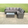 Fimous High Back Rattan Corner Sofa Set Oblong Coffee Table Outdoor Furniture dark Grey Right Option