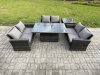 Fimous 6 Seater Rattan Wicker Garden Furniture Patio Conservatory Sofa Set with Height Adjustable Rising Lifting Table Double Seat Sofa Side Table