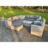 Fimous 9 Seater Light Grey Outdoor PE Rattan Garden Furniture Set Sofa Set Coffee Table Footstool 2 Armchair
