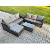Fimous Outdoor Garden Furniture Sets 7 Seater Wicker Rattan Furniture Sofa Sets with Rectangular Coffee Table 3 Seater Sofa