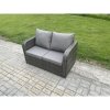 Fimous Outdoor Garden Furniture Sets 9 Pieces Wicker Rattan Furniture Sofa Sets with Rectangular Coffee Table Loveseat Sofa 3 Footstools 2 Side Tables