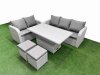 Fimous 7 Seater PE Rattan Wicker Garden Furniture Patio Conservatory Sofa Set with Adjustable Lifting Dining or Coffee Table 3 Seater Sofa Love Sofa 2 Stools