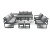 Fimous Garden Sofa Set Aluminium Furniture Rising Dining Tabe Set with 2 Chair 2 Small Footstools Side Table Dark Grey
