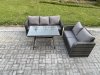 Fimous High Back PE Rattan Sofa Set Outdoor Garden Furniture Dining Table Set Love Sofa 3 Seater Sofa