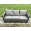 Fimous 6 Seater Garden Rattan Furniture Dining Table Sofa Set Indoor Outdoor with Reclining Chairs Dark Grey Mixed
