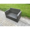 Fimous 8 Seater Rattan Outdoor Garden Furniture Sofa Set Patio Table & Chairs Set with 2 Side Tables 3 Footstools Dark Grey Mixed
