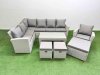 Fimous Rattan Garden Furniture Set Outdoor 10 Seater Corner Sofa Sets with Oblong Coffee Table Chair 3 Footstools Light Grey Mixed