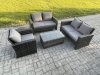 Fimous Wicker Rattan Garden Furniture Sofa Set with Rectangular Coffee Table Double Seat Sofa Chair 5 Seater Outdoor Rattan Set Dark Grey Mixed