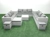 Fimous Rattan Garden Outdoor Furniture Set 12 Seater Rattan Garden Sofa Set with 3 Footstools Light Grey Mixed