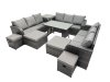 Fimous Garden Rattan Outdoor Furniture Set 13 Seater with 3 Seater Sofa 4 Stools Side Table Dark Grey
