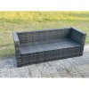 Fimous 9 Seater Outdoor Lounge Sofa Set Wicker PE Rattan Garden Furniture Set with Oblong Coffee Table Side Table Dark Grey Mixed