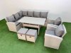 Fimous 10 Seater Rattan Garden Furniture Set Outdoor Patio Dining Corner Sofa Sets with Dining Table 2 Chairs 2 Small Footstool Light Grey Mixed