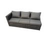 Fimous Outdoor Rattan Oblong Coffee Table Corner Sofa Sets Garden Furniture Set with Chair Big Stool Dark Grey Mixed