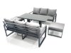 Fimous 8 Seater Aluminium Outdoor Garden Furniture Set with Adjustable Rising Lifting Dining Table 3 Seater Sofa 2 Big Footstool Dark Grey