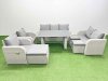 Fimous 10 Seater Garden Furniture Set PE Ratten Garden Sofa Set with Rectangular Dining Table 3 Stool Light Grey