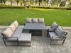 Fimous Garden Aluminium Furniture Set Dark Grey 8 Seater Outdoor Patio Adjustable Rising Lifting Dining Table with 2 Chairs 2 Side Tables Dark Grey