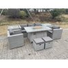 Fimous Rattan Garden Furniture Set Gas Fire Pit Lounge Sofa Chair Dining Set With 2 Side Table And 2 PC Arm Chair 2 Stools