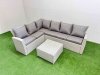 Fimous Outdoor Rattan Garden Furniture Set 6 Seater Corner Sofa Sets with Square Coffee Table Light Grey Mixed